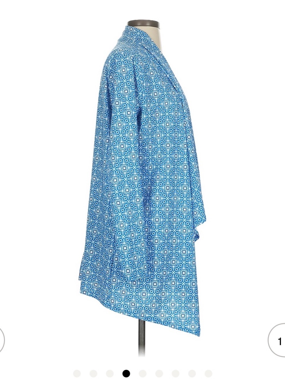 Lands’ End Open Front Swim Cover-Up Cardigan Plus Size 2X Blue Geometric UPF EUC - Picture 3 of 10